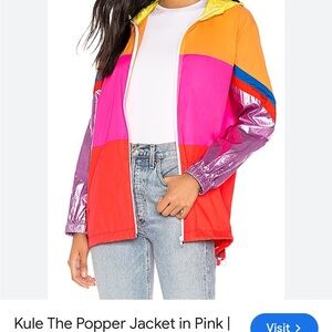 KULE neon colorblock windbreaker size large the popper